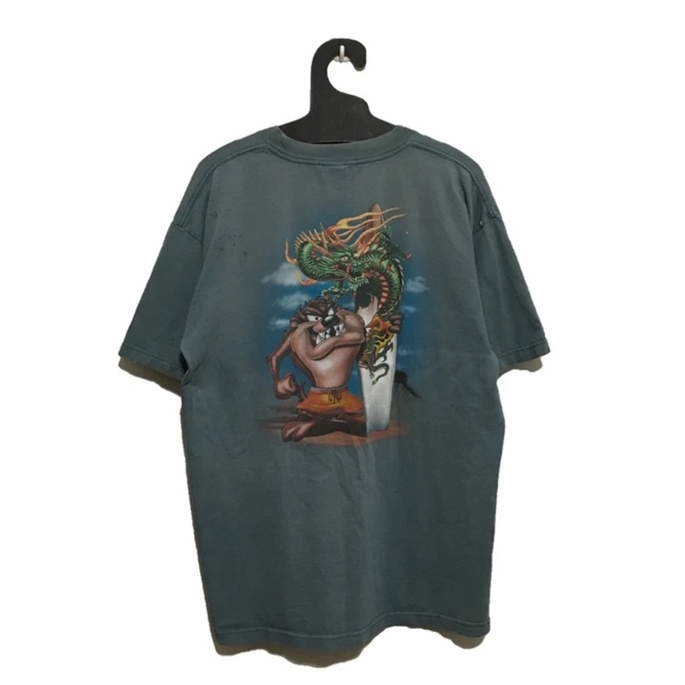 Vtg 90s Looney Toons Taz Surfer Distressed T-Shirt